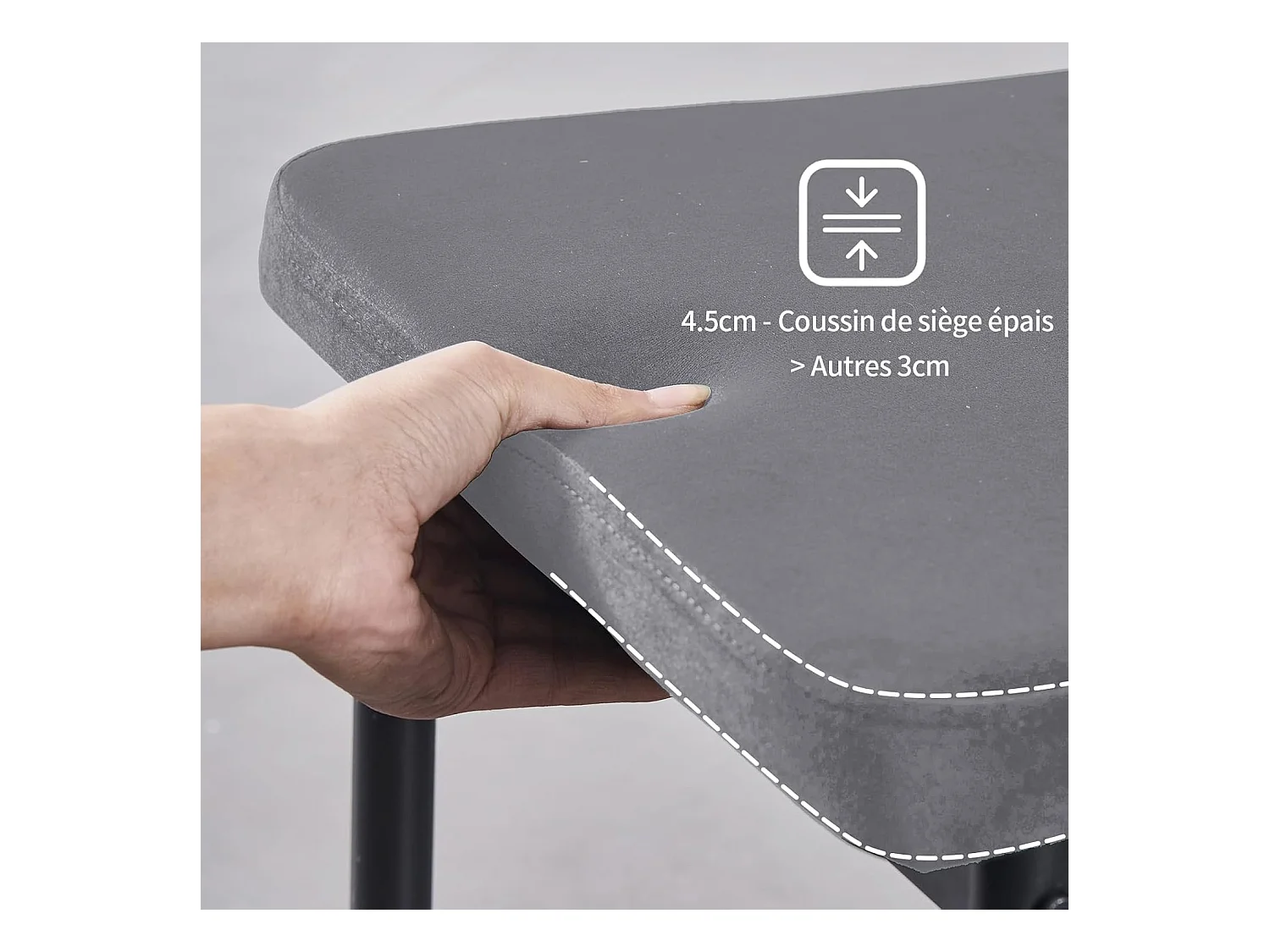 Lot de 4 Chaises Scandinaves en Velours Cadre en métal avec Dossier pour Salon, Cuisine, Salle à Manger (4, Gris)