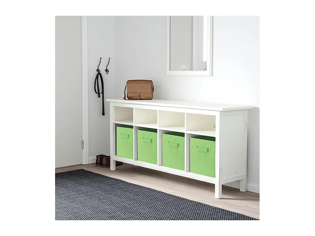 Lot de 4 Boîtes de Rangement en Toile Pliable, non tissée, Paniers de Rangement avec Poignées, 27 x 27 x 28 cm-pour vêtements, livres, jouets (Vert)