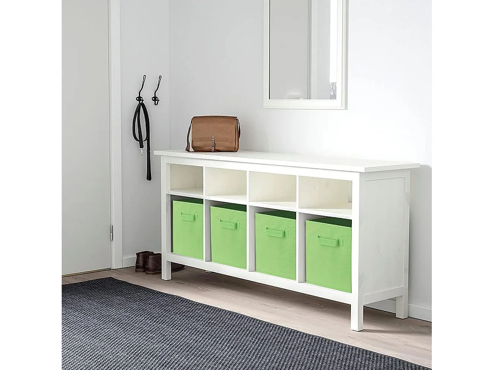 Lot de 4 Boîtes de Rangement en Toile Pliable, non tissée, Paniers de Rangement avec Poignées, 27 x 27 x 28 cm-pour vêtements, livres, jouets (Vert)