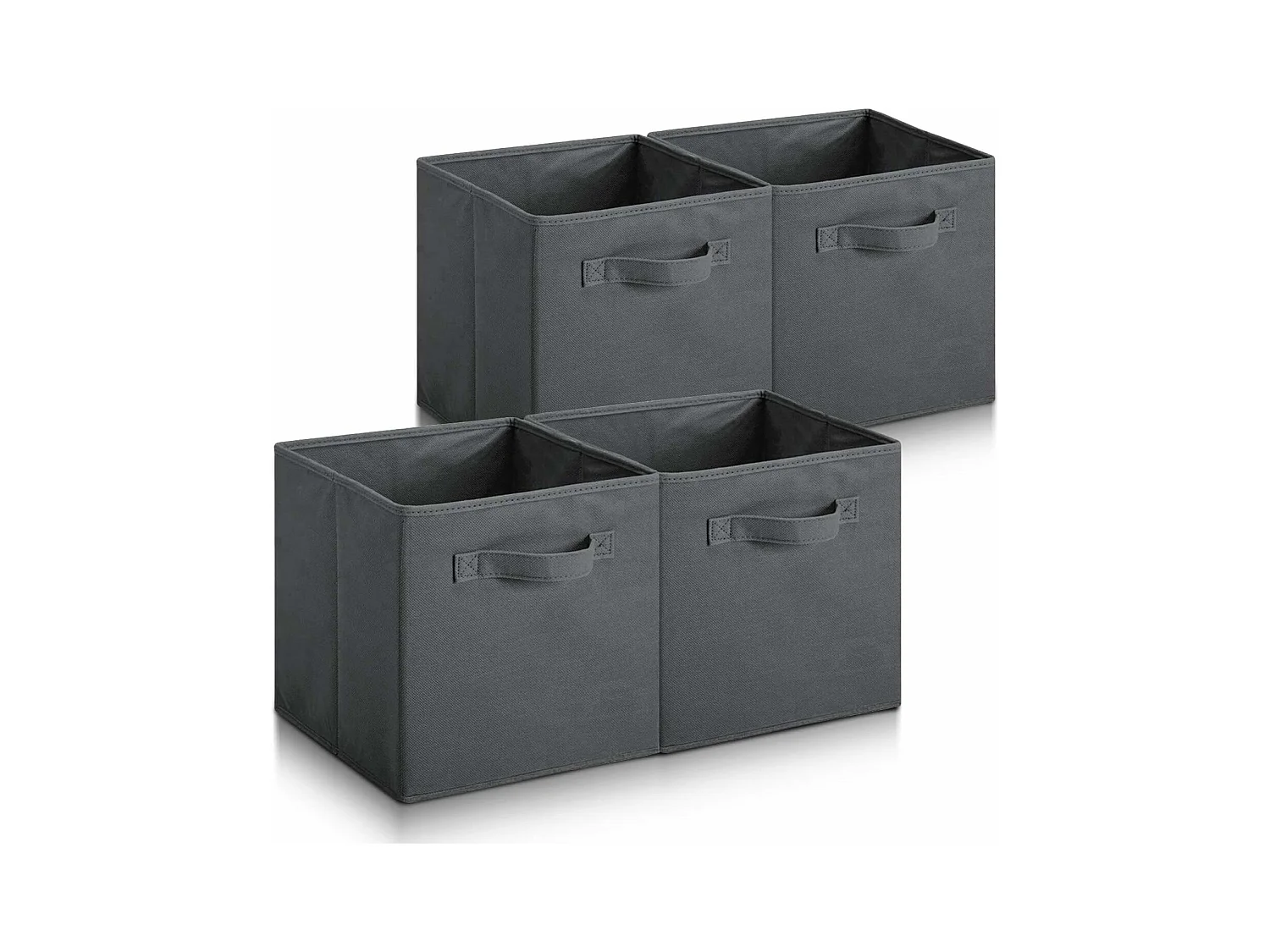 Lot de 4 Boîtes de Rangement en Toile Pliable, non tissée, Paniers de Rangement avec Poignées, 27 x 27 x 28 cm-pour vêtements, livres, jouets (Noir)