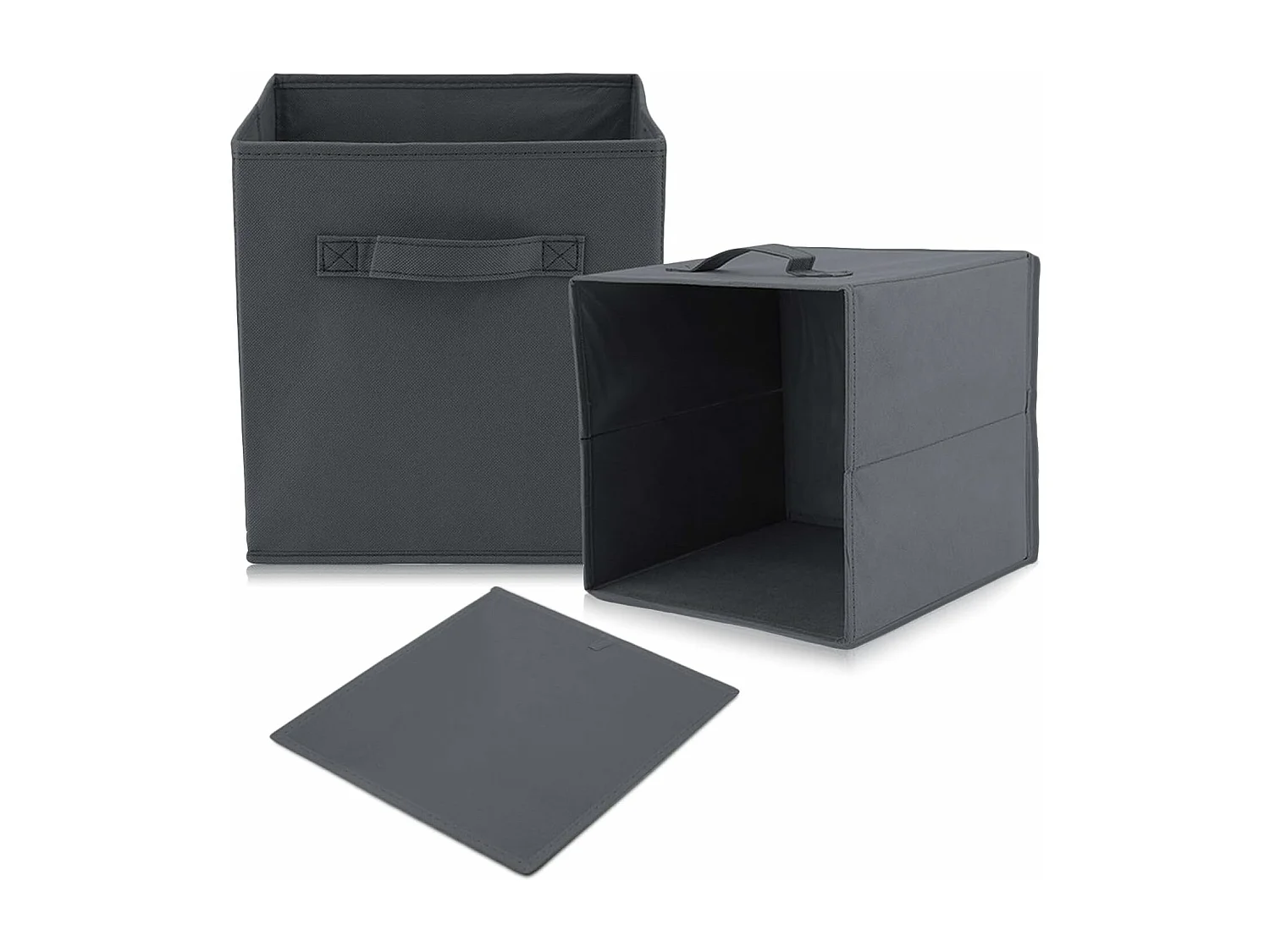 Lot de 4 Boîtes de Rangement en Toile Pliable, non tissée, Paniers de Rangement avec Poignées, 27 x 27 x 28 cm-pour vêtements, livres, jouets (Noir)