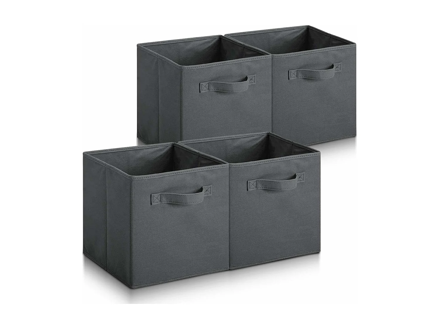 Lot de 4 Boîtes de Rangement en Toile Pliable, non tissée, Paniers de Rangement avec Poignées, 27 x 27 x 28 cm-pour vêtements, livres, jouets (Noir)