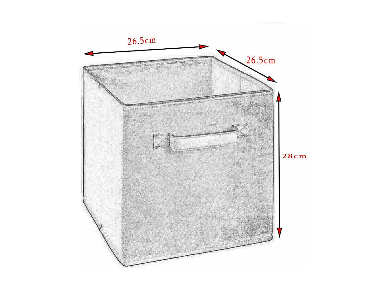 Lot de 4 Boîtes de Rangement en Toile Pliable, non tissée, Paniers de Rangement avec Poignées, 27 x 27 x 28 cm-pour vêtements, livres, jouets (Blanc)