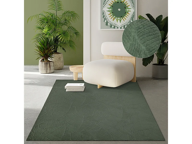 Teppich Rio Wohnzimmer Rutschfest Blätter, Wald, 80 x 150 cm