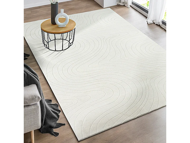 Tapete Rio sala estar antiderrapante oceano, Creme, 160 x 220 cm