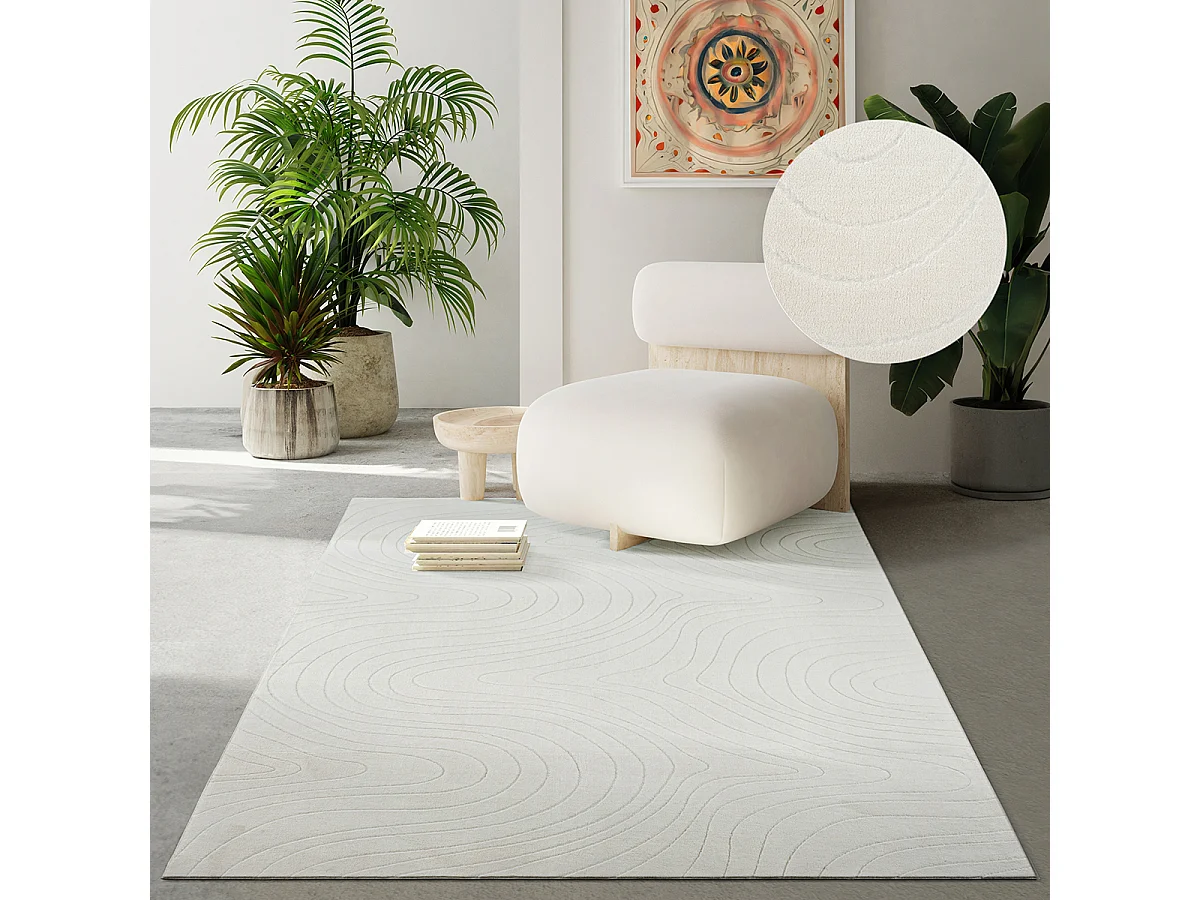Teppich Rio Wohnzimmer Rutschfest Ozean, Cream, 120 x 160 cm