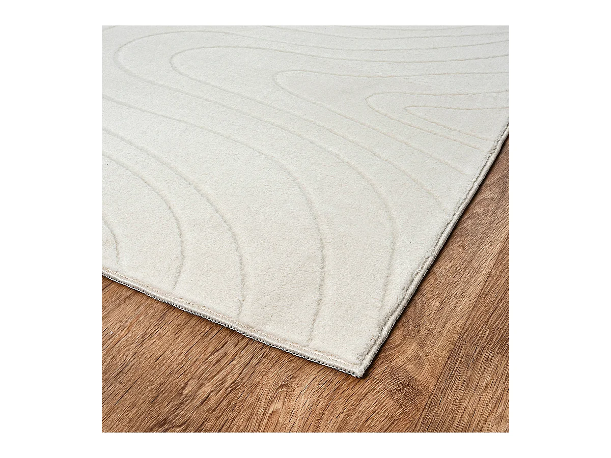 Tapis Rio salon antidérapant océan, Crème, 140 x 200 cm