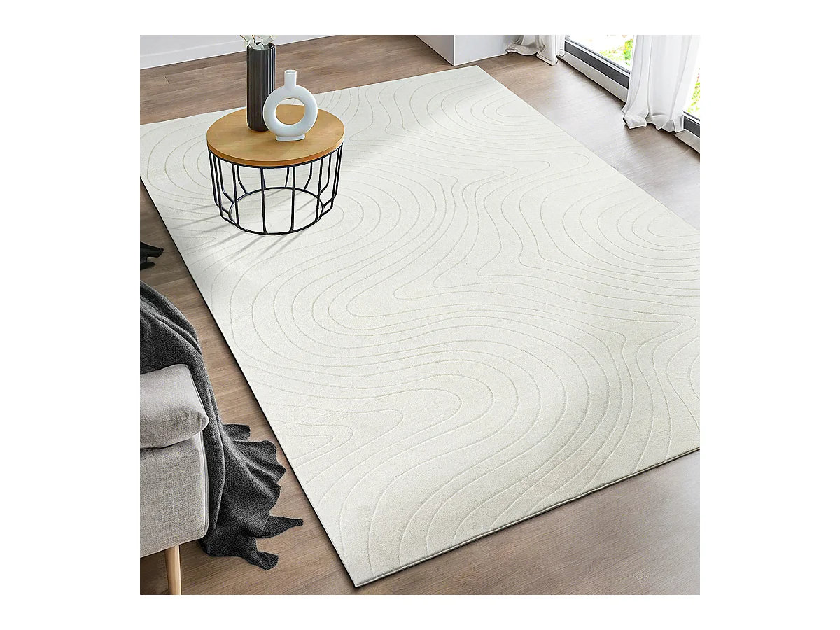 Teppich Rio Wohnzimmer Rutschfest Ozean, Cream, 200 x 280 cm