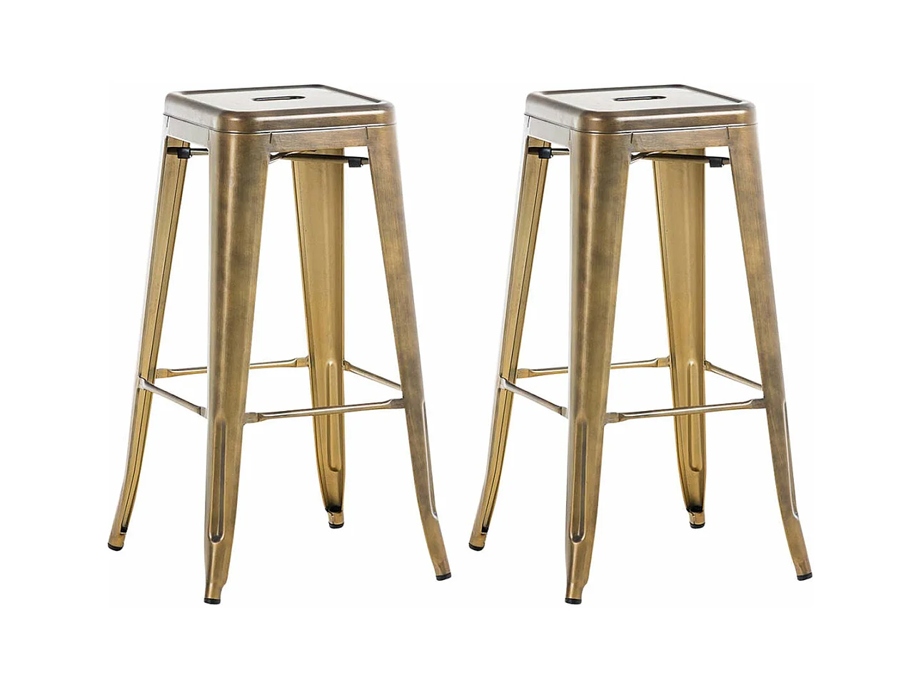 Lot de 2 tabourets métal argentée 43 x 43 x 77 cm TDB10598
