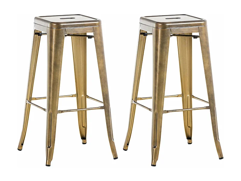 Lot de 2 tabourets métal argentée 43 x 43 x 77 cm TDB10598