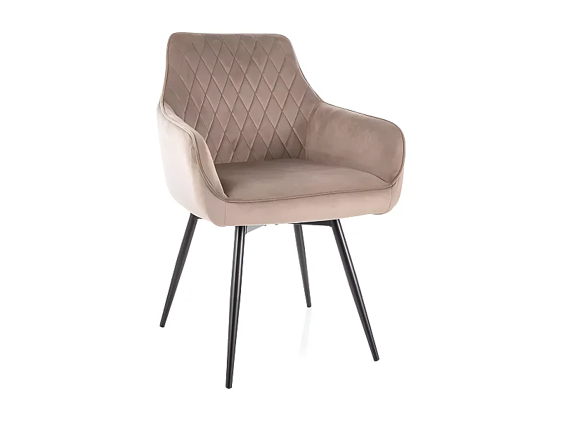 Chaise Marlo / revêtement en velours / fonction de retour automatique / pivotante à 180 degrés / beige