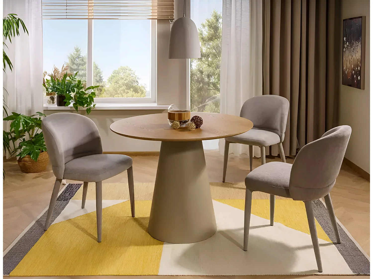 Sedia Tino/rivestimento in tessuto/beige