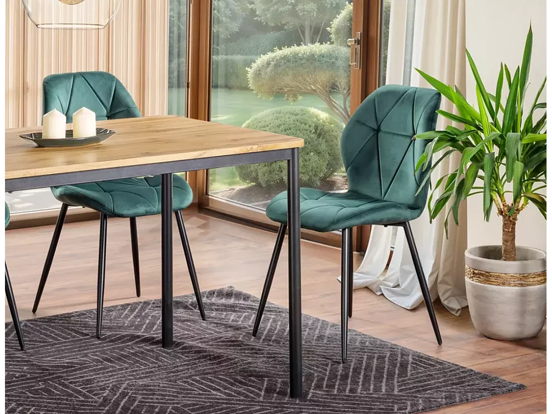 Chaise Rick/housse en velours/Vert