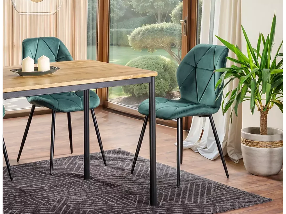 Chaise Rick/housse en velours/Vert