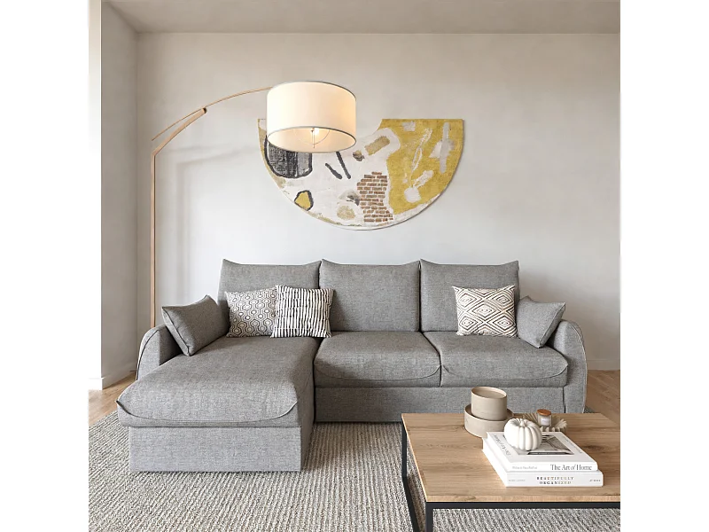 Canapé d'angle convertible avec coffre 3 places L260 cm - NAOMI