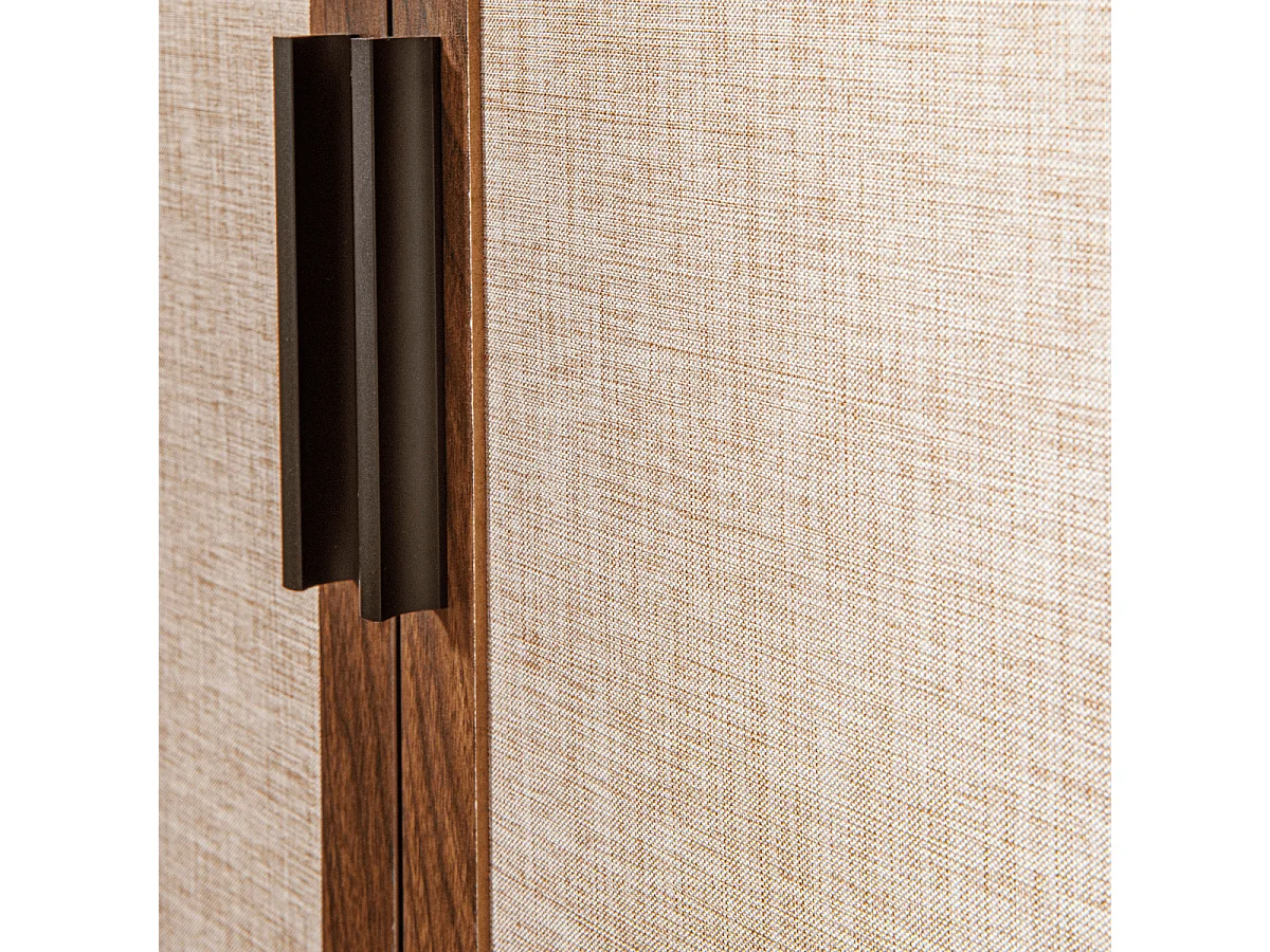 Buffet 2 portes décor noyer avec façades en tissu  L80 cm - JETSON