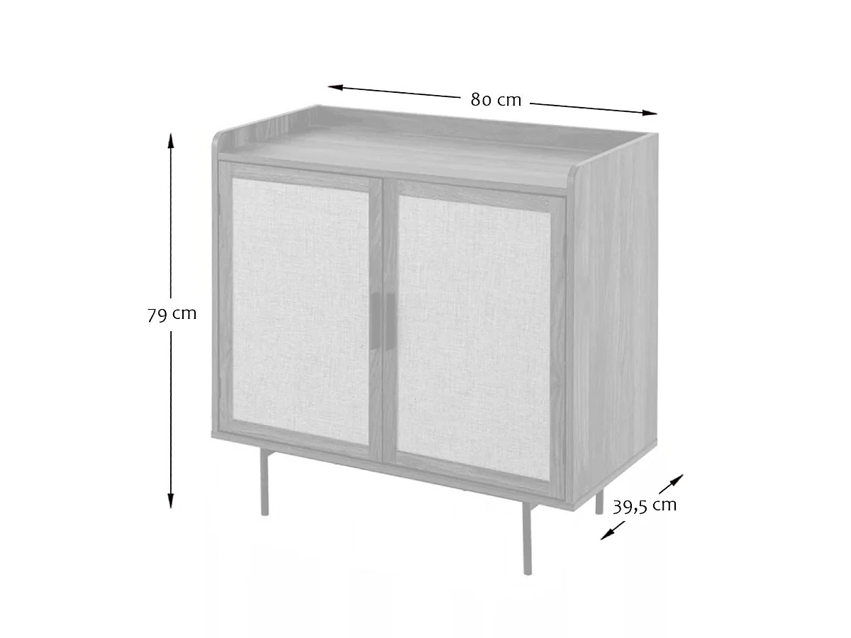 Buffet de 2 portas decorado em nogueira com fachadas em tecido L80 cm - JETSON
