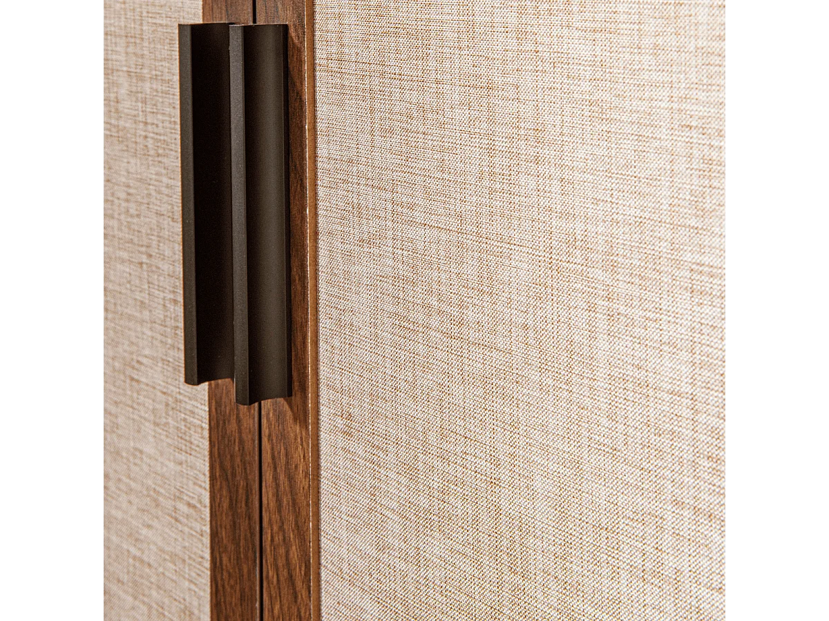 Credenza a 2 ante con finitura noce e frontali in tessuto L80 cm - JETSON