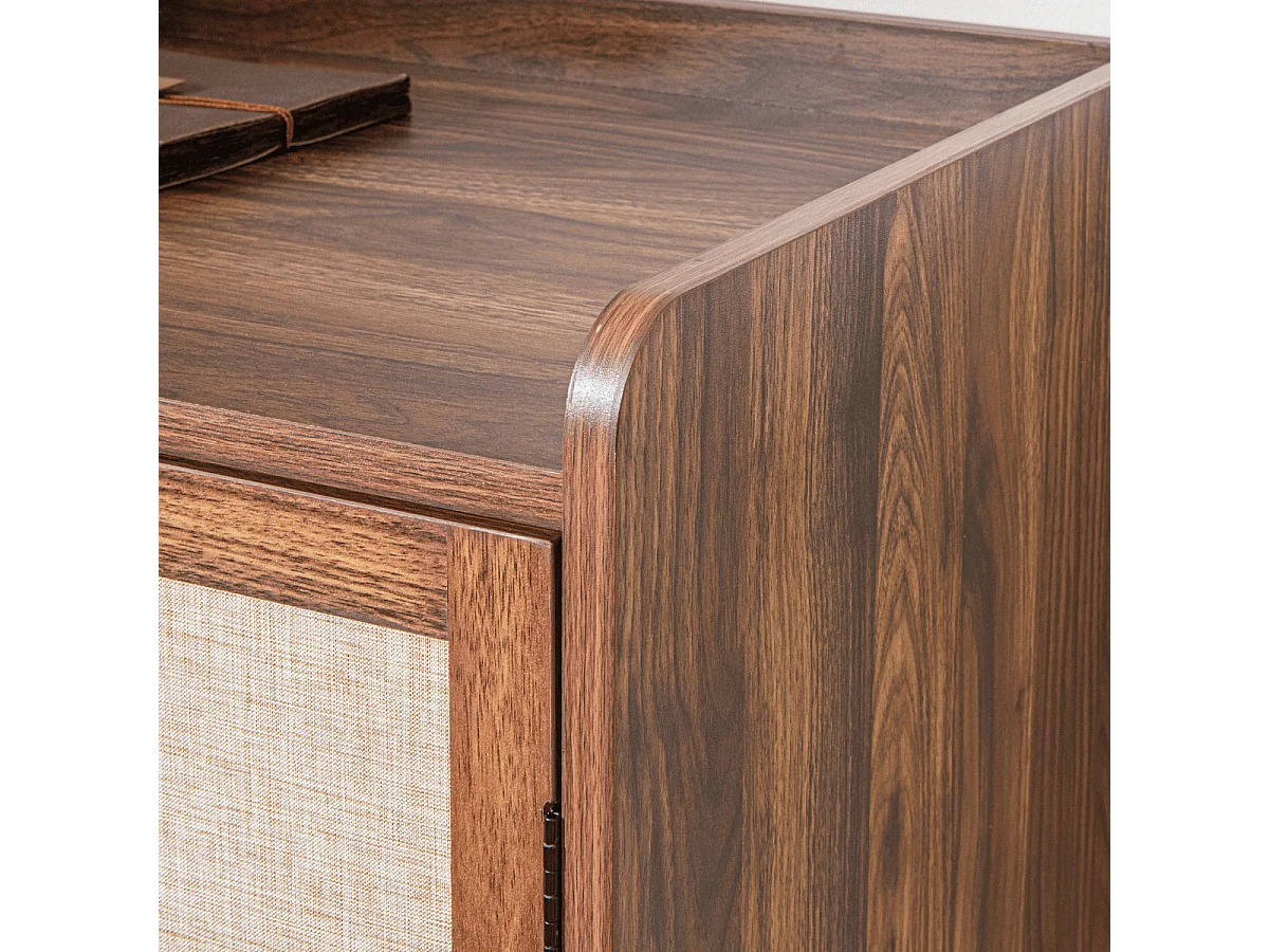 Credenza a 2 ante con finitura noce e frontali in tessuto L80 cm - JETSON