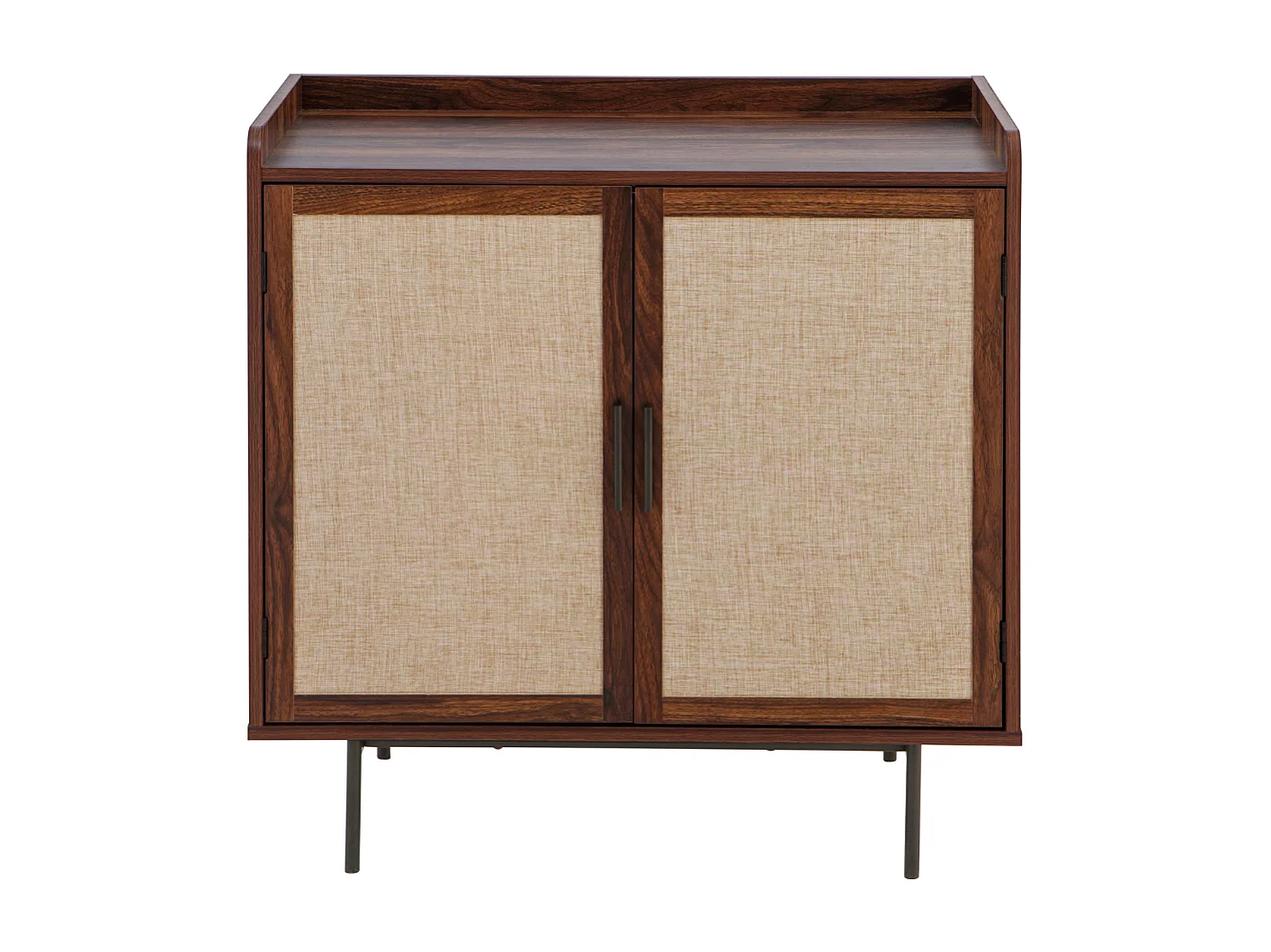 Buffet 2 portes décor noyer avec façades en tissu  L80 cm - JETSON