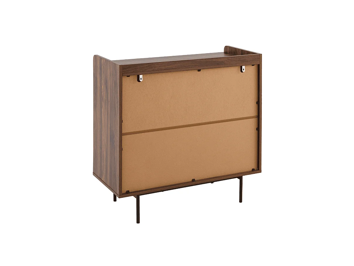 Buffet 2 portes décor noyer avec façades en tissu  L80 cm - JETSON