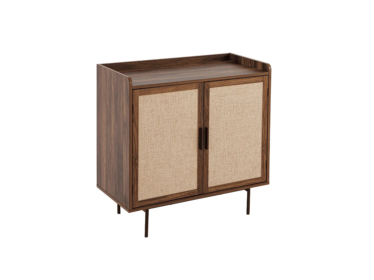 Buffet de 2 portas decorado em nogueira com fachadas em tecido L80 cm - JETSON