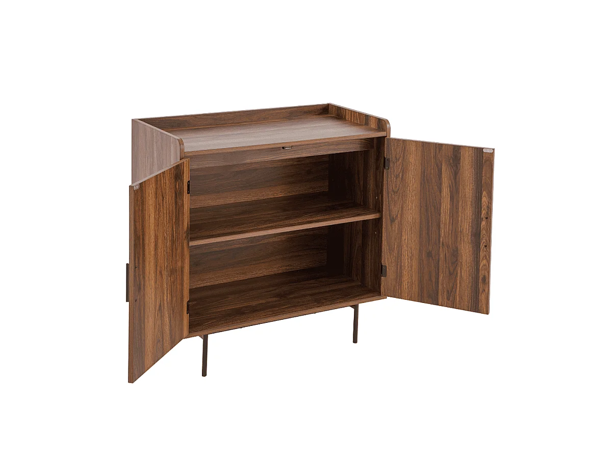 Buffet de 2 portas decorado em nogueira com fachadas em tecido L80 cm - JETSON