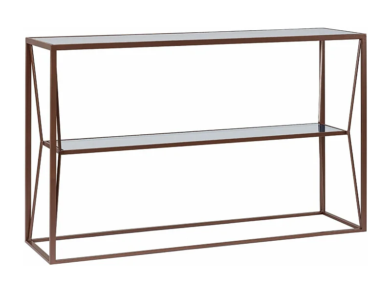 Console en métal marron et double plateau en verre L120 - THEIA