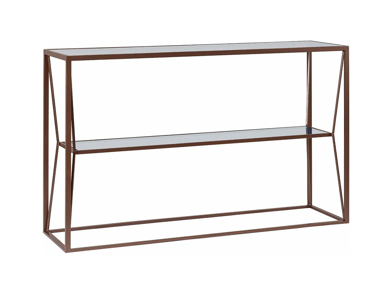 Console en métal marron et double plateau en verre L120 - THEIA