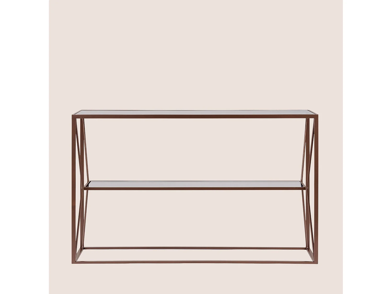 Console en métal marron et double plateau en verre L120 - THEIA