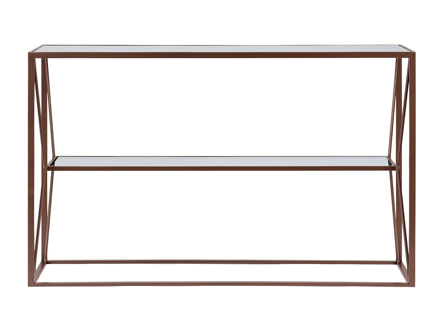 Console en métal marron et double plateau en verre L120 - THEIA
