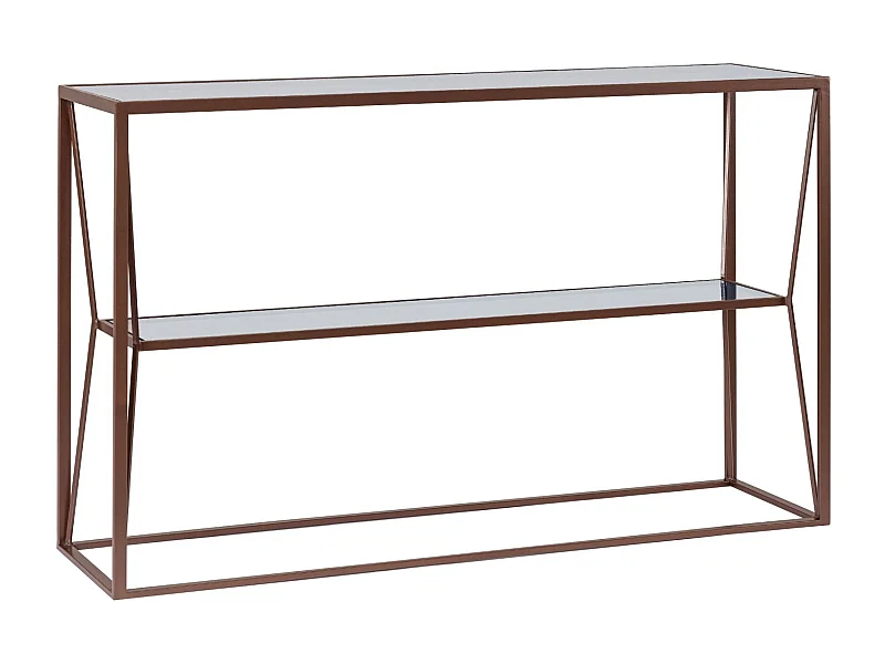 Console en métal marron et double plateau en verre L120 - THEIA