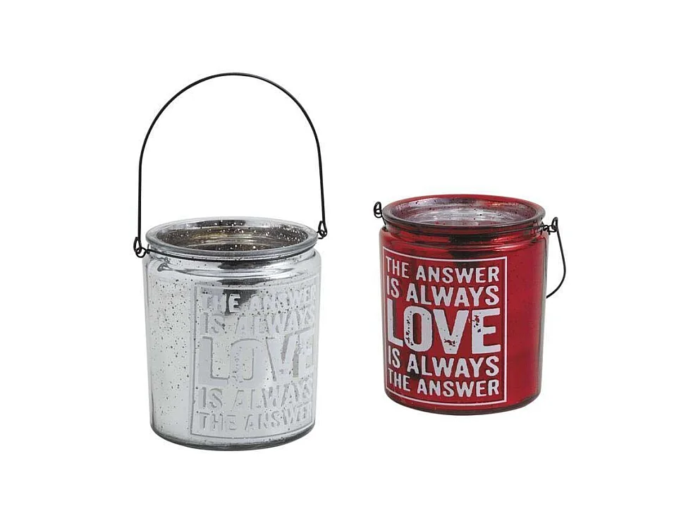 Photophore industriel en verre teinté et métal Lot de 2