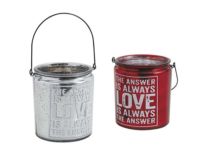 Photophore industriel en verre teinté et métal Lot de 2