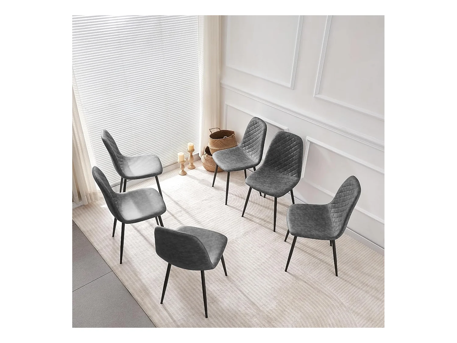 Lot de 2 Chaises Gris Scandinaves, Chaises de Salle à Manger avec Dossier, Siège en Similicuir, Pieds en Métal pour Salon,Salle de Cuisine (2, Gris PU)