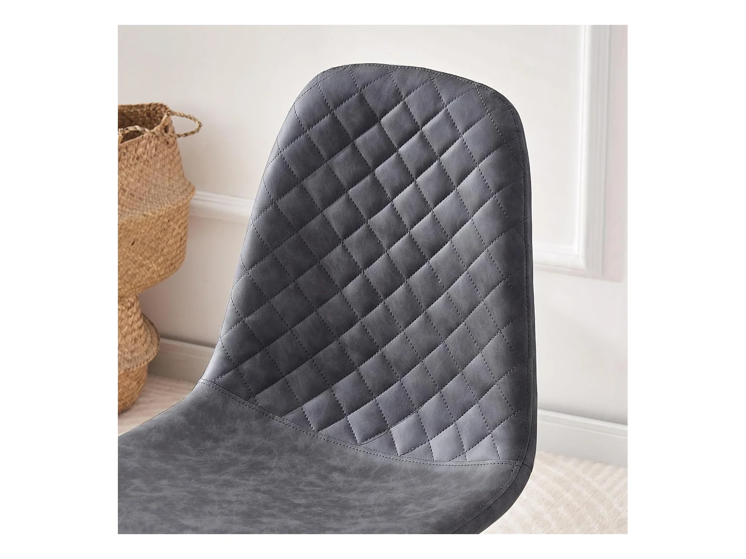 Lot de 2 Chaises Gris Scandinaves, Chaises de Salle à Manger avec Dossier, Siège en Similicuir, Pieds en Métal pour Salon,Salle de Cuisine (2, Gris PU)