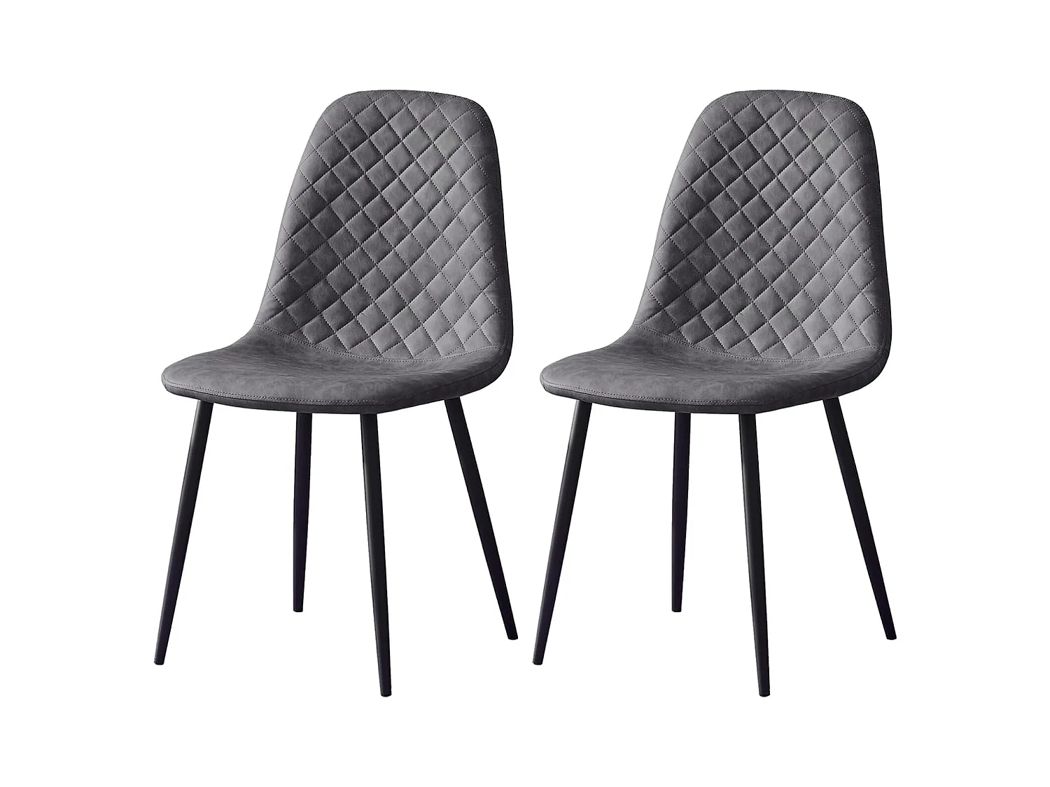 Lot de 2 Chaises Gris Scandinaves, Chaises de Salle à Manger avec Dossier, Siège en Similicuir, Pieds en Métal pour Salon,Salle de Cuisine (2, Gris PU)