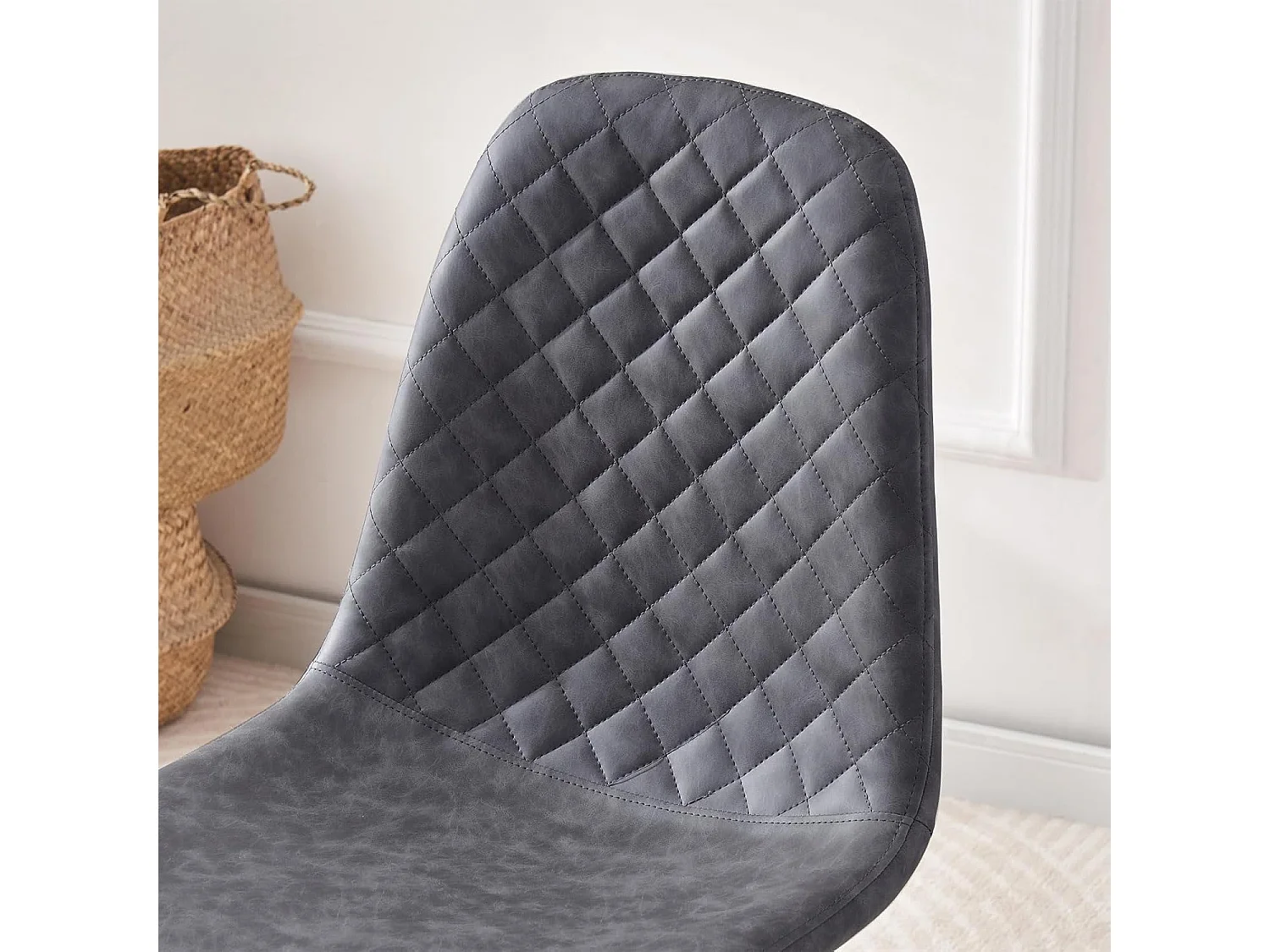 Lot de 2 Chaises Gris Scandinaves, Chaises de Salle à Manger avec Dossier, Siège en Similicuir, Pieds en Métal pour Salon,Salle de Cuisine (2, Gris PU)