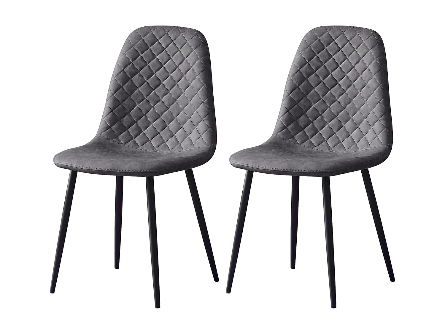 Lot de 2 Chaises Gris Scandinaves, Chaises de Salle à Manger avec Dossier, Siège en Similicuir, Pieds en Métal pour Salon,Salle de Cuisine (2, Gris PU)