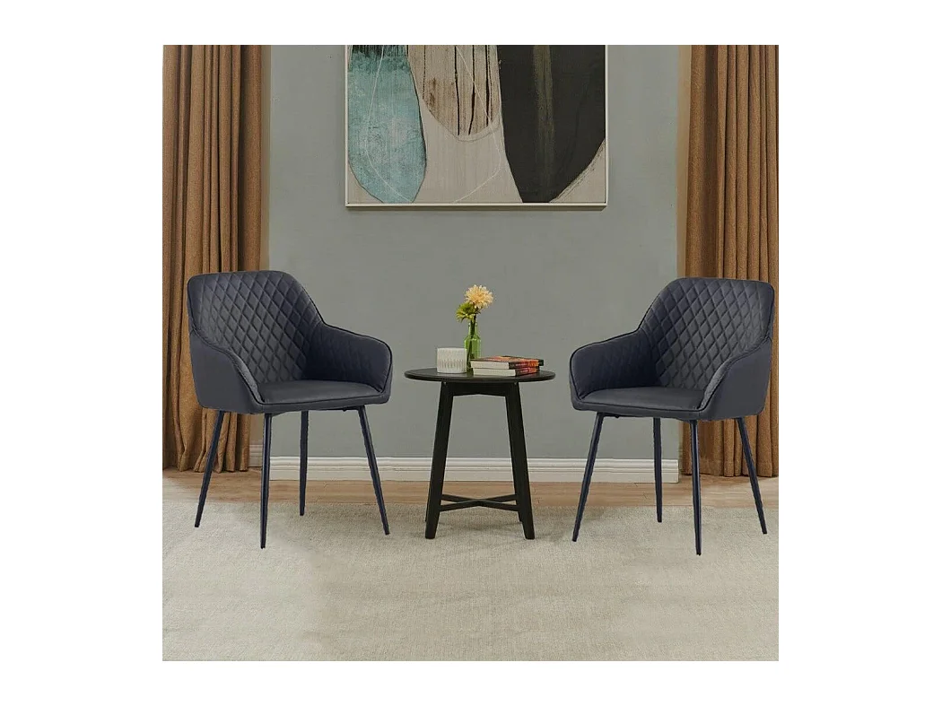 Lot de 2 Chaises Scandinaves en Similicuir avec Dossier et Accoudoirs, Siège Rembourés, pour Salle à Manger, Bureau, Cuisine, Salon (2, Gris PU)