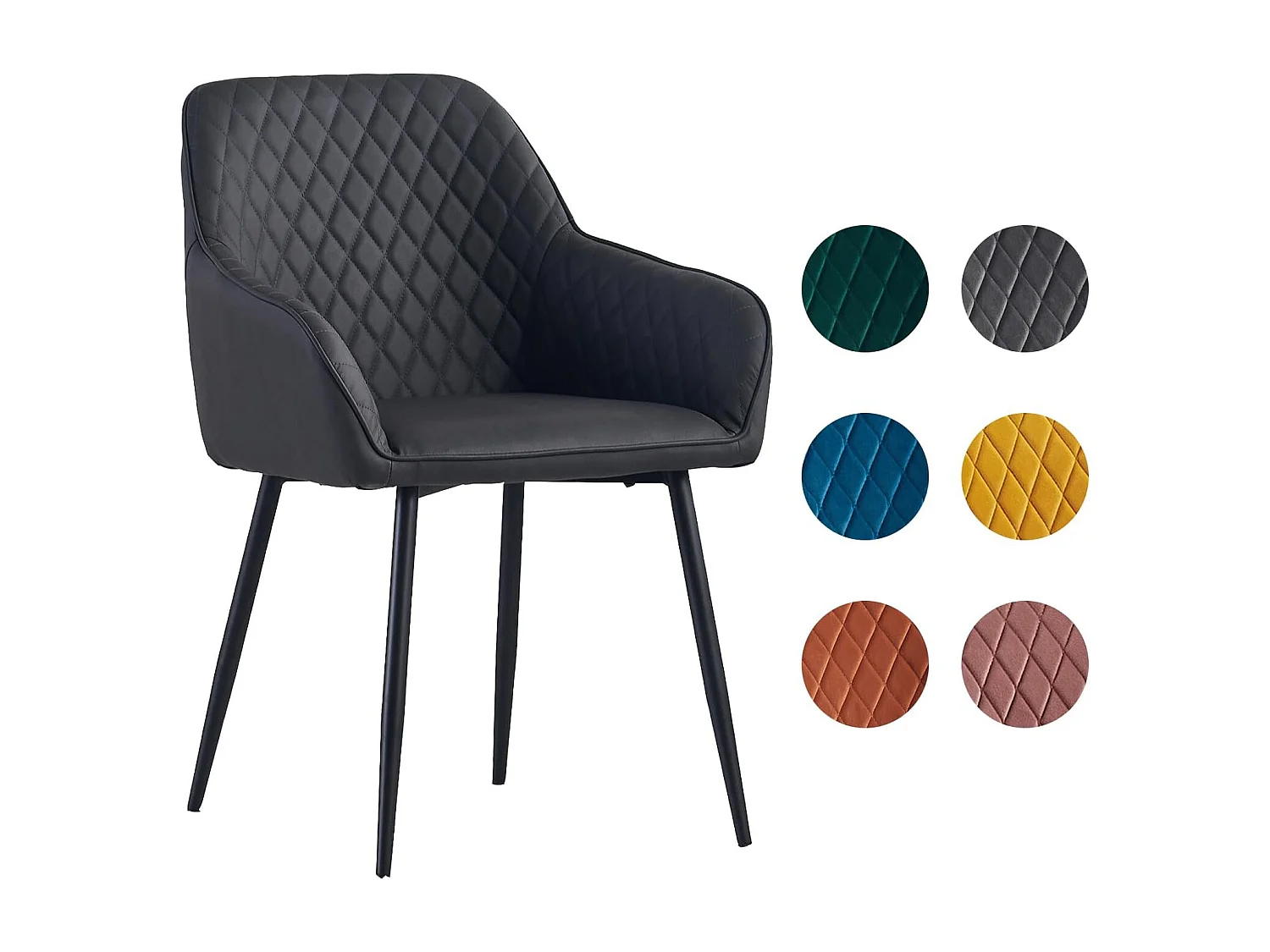 Lot de 2 Chaises Scandinaves en Similicuir avec Dossier et Accoudoirs, Siège Rembourés, pour Salle à Manger, Bureau, Cuisine, Salon (2, Gris PU)