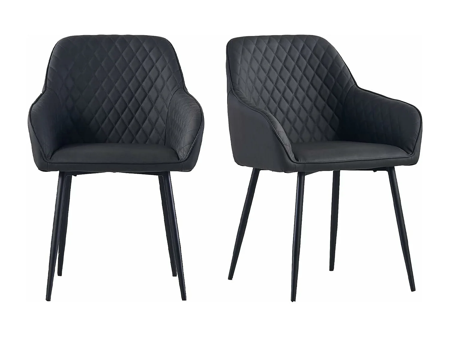 Lot de 2 Chaises Scandinaves en Similicuir avec Dossier et Accoudoirs, Siège Rembourés, pour Salle à Manger, Bureau, Cuisine, Salon (2, Gris PU)