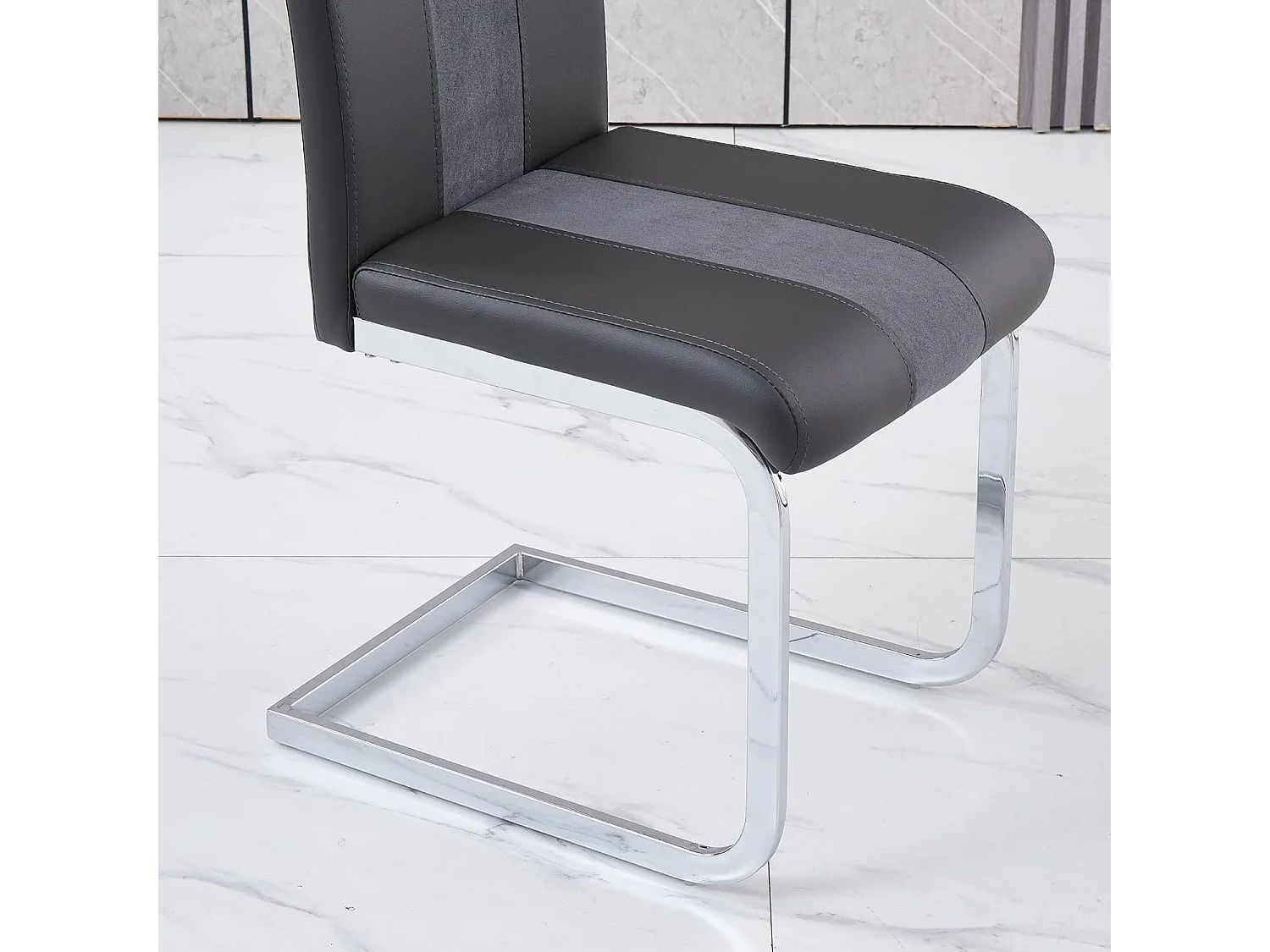 Lot de 4 Chaises de Salle à Manger, Chaises de Bureau Scandinaves en Similicuir et Velours Hauteur de Siège Rembourré pour Bureau, Salle à Manger, Salle de Réunion