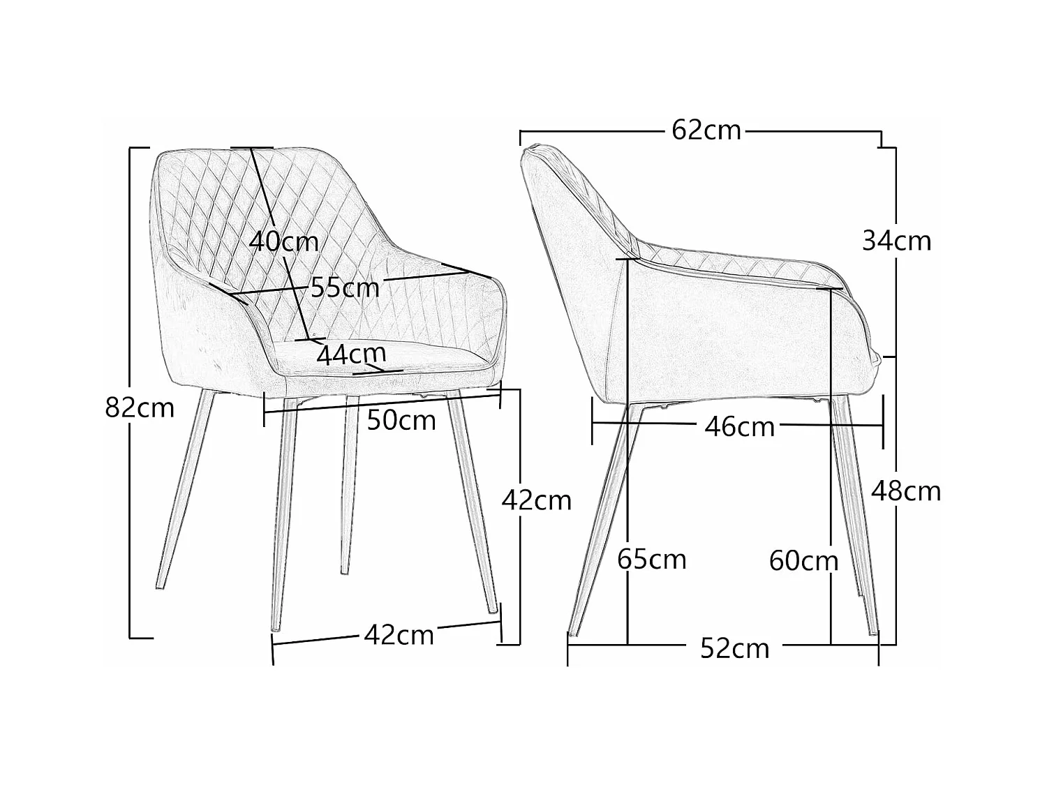 Lot de 2 Chaises Scandinaves en Velours avec Dossier et Accoudoirs, Siège Rembourés, pour Salle à manger, Bureau, Cuisine, Salon (2, Bleu-Vert)