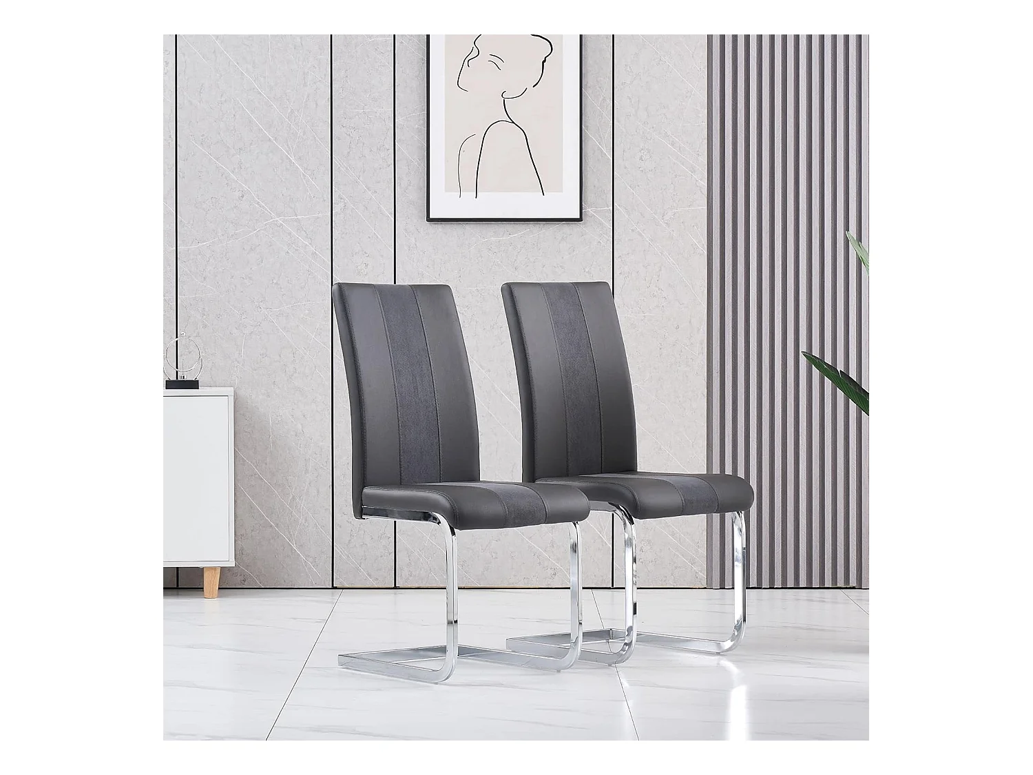 Lot de 2 Chaises de Salle à Manger, Chaises de Bureau Scandinaves en Similicuir et Velours Hauteur de Siège Rembourré pour Bureau, Salle à Manger, Salle de Réunion