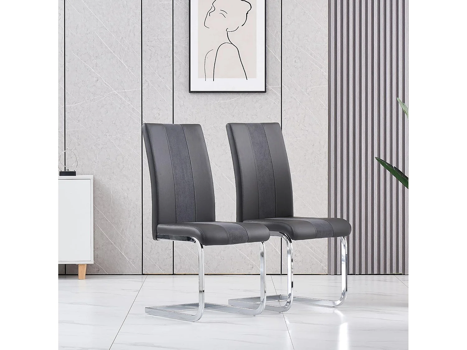 Lot de 2 Chaises de Salle à Manger, Chaises de Bureau Scandinaves en Similicuir et Velours Hauteur de Siège Rembourré pour Bureau, Salle à Manger, Salle de Réunion