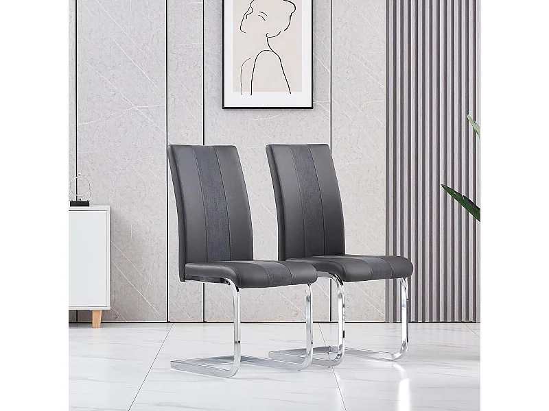 Lot de 2 Chaises de Salle à Manger, Chaises de Bureau Scandinaves en Similicuir et Velours Hauteur de Siège Rembourré pour Bureau, Salle à Manger, Salle de Réunion