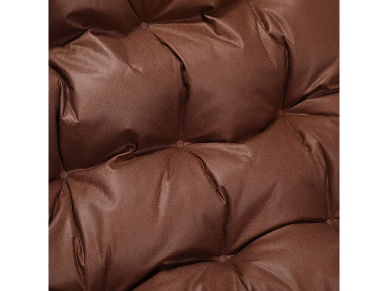 Weerbestendige fauteuil voor buiten - Stalen frame met gewatteerde zitting - Waterdichte, uv-bestendige en vlekbestendige lederen stof - Bruin