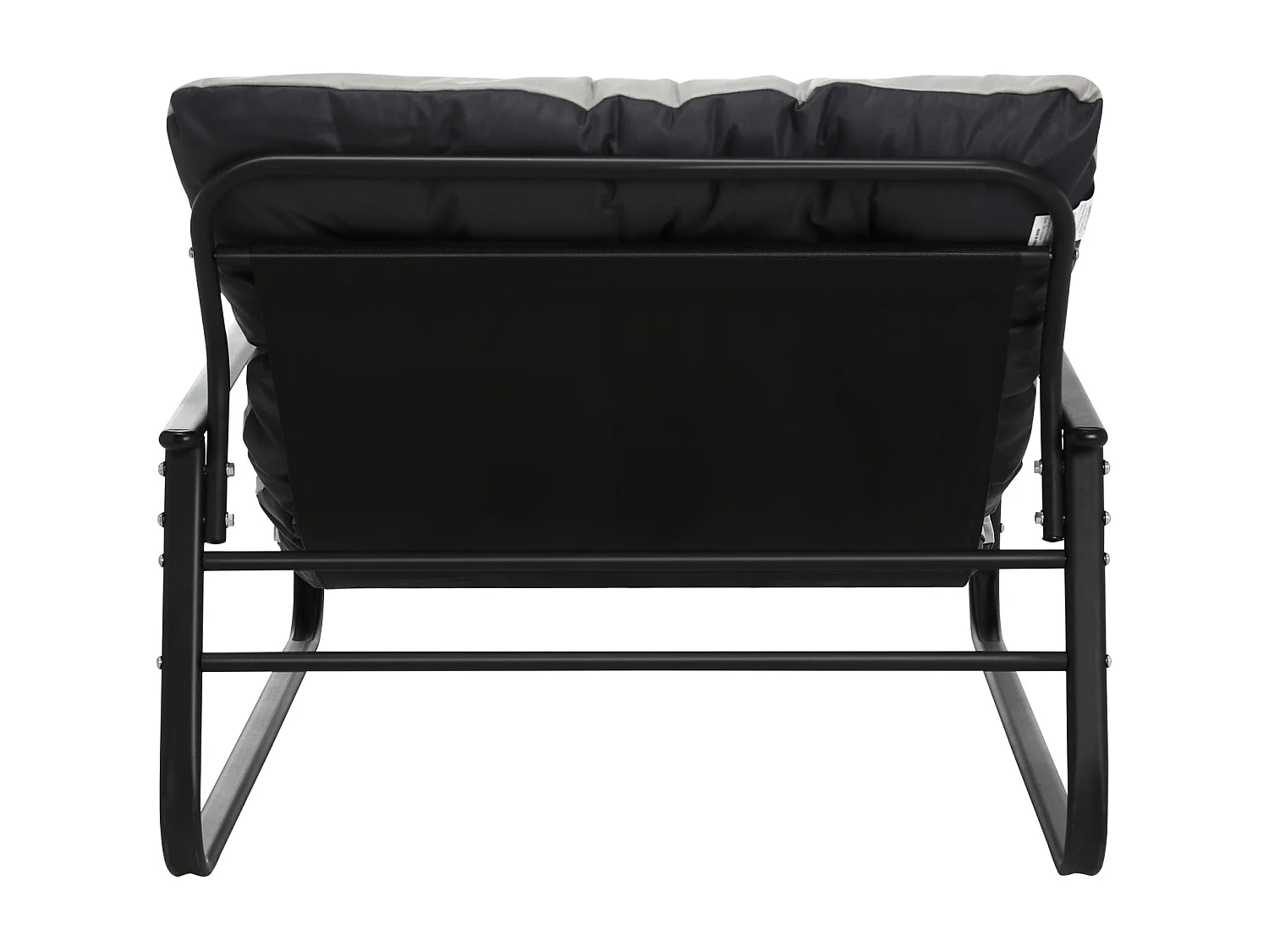 Weerbestendige fauteuil voor buiten - Stalen frame met gewatteerde zitting - Waterdichte, uv-bestendige en vlekbestendige lederen stof - Zwart