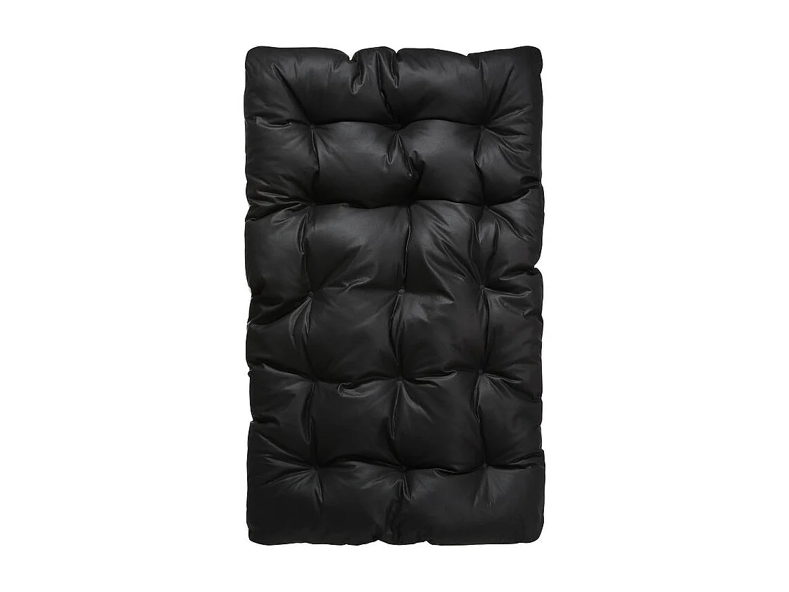 Weerbestendige fauteuil voor buiten - Stalen frame met gewatteerde zitting - Waterdichte, uv-bestendige en vlekbestendige lederen stof - Zwart